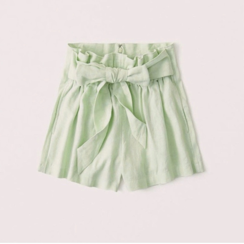 ✨ Abercrombie & Fitch Linen Blend Tie Waist Shorts Size S Mint 🌿